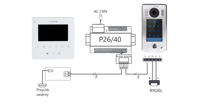 Zestaw cyfrowy wideodomofonu VIDOS S1301D_M1022W